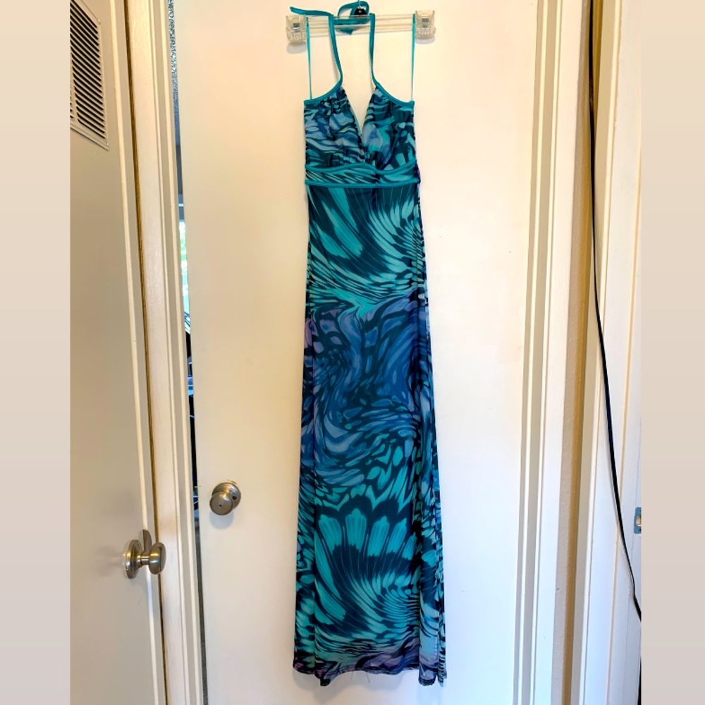 Long blue formal dress